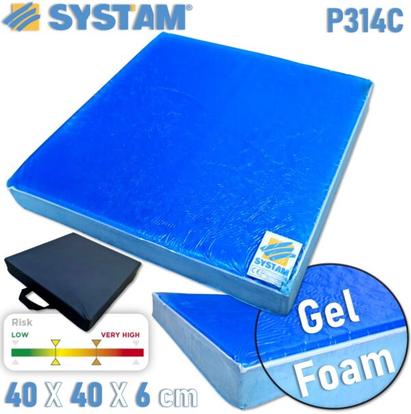 Bedsore Cushion | Pressure Sore Cushion | Pressure Relief Cushions | Medical Cushion for Chair and Wheelchair | Mixte Cushion (Gel + Foam) | for Medium Risk Patient | Premium Quality | Made in France | 40 x 40 x 6 cm | SYSTAM P314C Bedsore Cushion | Pressure Sore Cushion | Pressure Relief Cushions | Medical Cushion for Chair and Wheelchair | Mixte Cushion (Gel + Foam) | for Medium Risk Patient | Premium Quality | Made in France | 40 x 40 x 6 cm | SYSTAM P314C