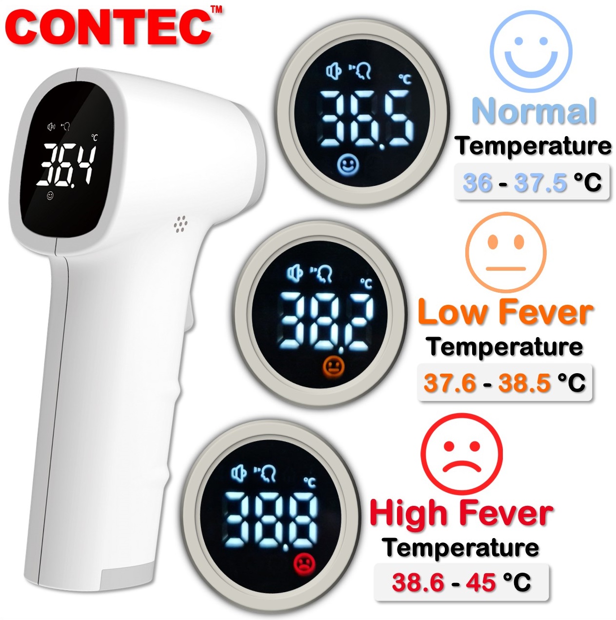 جهاز قياس درجة الحرارة بدون تلامس (LED) من خلال الجبين No Contact Thermometer Contec TP500 2