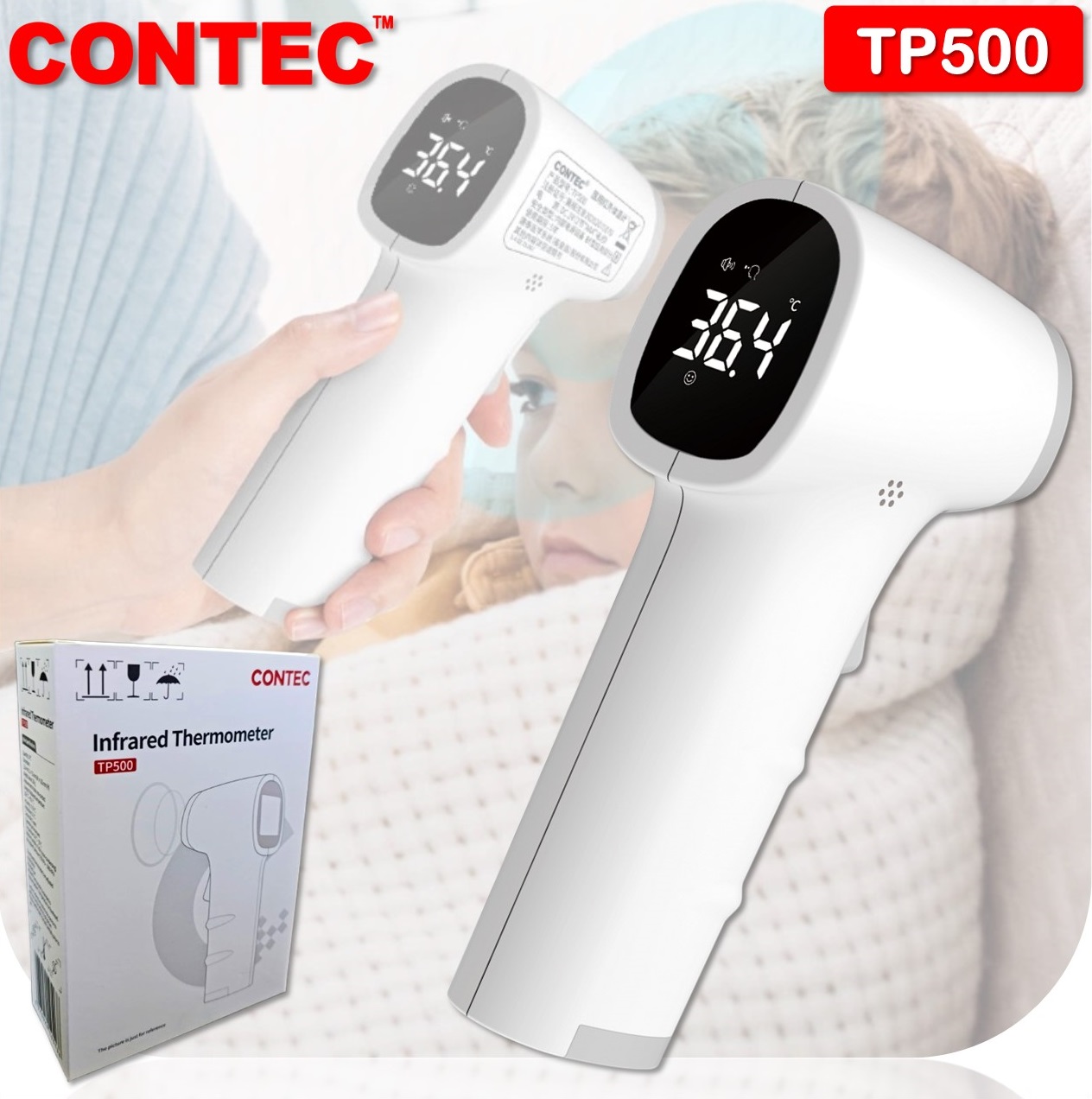 جهاز قياس درجة الحرارة بدون تلامس (LED) من خلال الجبين No Contact Thermometer Contec TP500