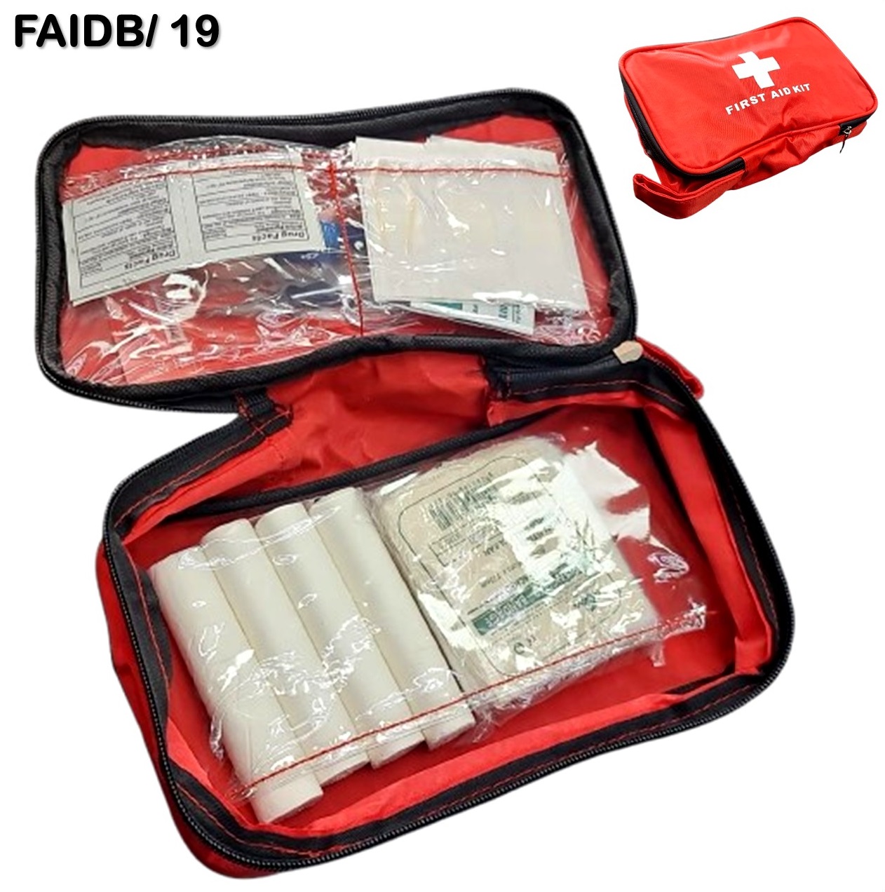 صندوق الاسعافات الاولية مجموعة إسعافات أولية (كاملة) First Aid Box Fabric 23 X 14 X 6.5 cm with first Aid Kit (Full) FAIDB19 2