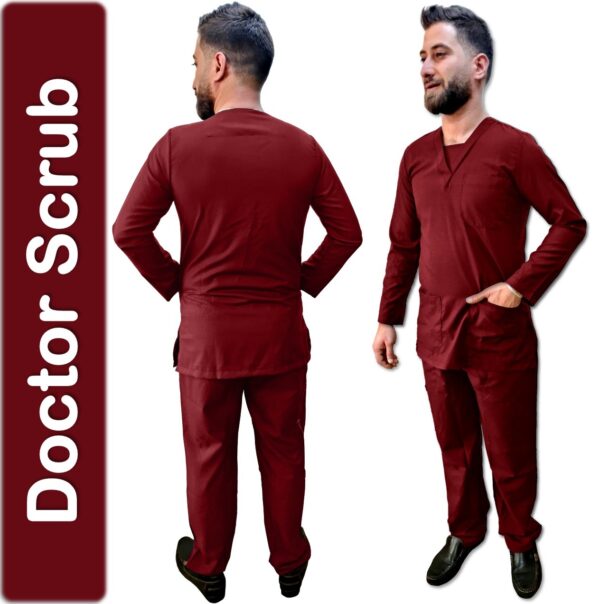 Doctor Scrubs | High Quality Doctor Scrub | Long Sleeve | Burgundy (Dark Red) | Made in Jordan