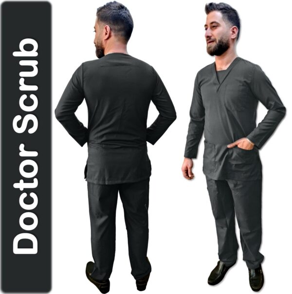 السكراب | ملابس الطبيب | زيّ طبيب عالي الجودة | كم طويل | رمادي | صنع في الأردن | Doctor Scrub | Long Sleeve