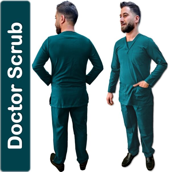 السكراب | ملابس الطبيب | زيّ طبيب عالي الجودة | كم طويل | فيروزي – الياقوت الأخضر | صنع في الأردن | Doctor Scrub | Long Sleeve
