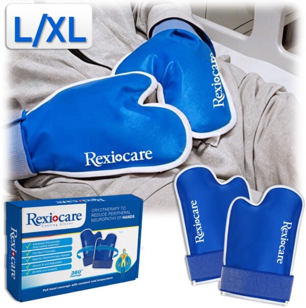 Cooling Gloves | 1 Pair | Size: L/XL | Riesling Ice Glove Set | for Chemo & Cancer patients | Cryotherapy to reduce Peripheral Neuropathy of Hands | Chemotherapy ice pack gel pad | Made in TAIWAN | R&R REXICARE SP-7244