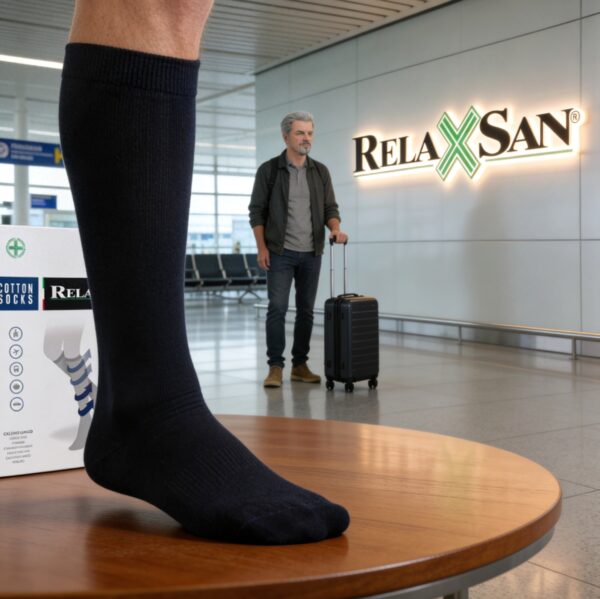 Cotton Socks | Traveling Socks | Black | Unisex | 18-22 mmHg (Class 1) | Improve Circulation and Reduce Leg Fatigue | High Quality | Made in Italy | Relaxsan 820