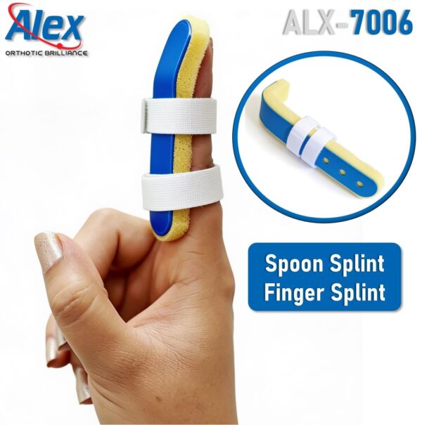 Spoon Splint | Aluminium splint | Foam padding | Finger Splint with 2 Straps | For Men & Women | Made in India | Alex | ALX-7006