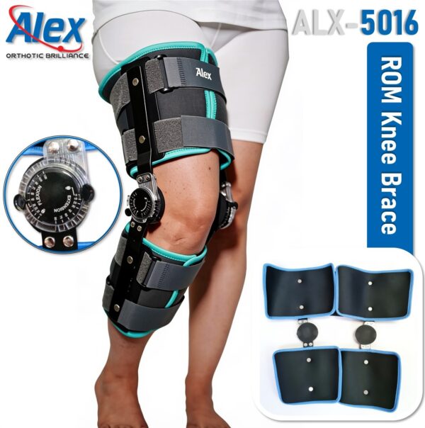 ROM Knee Brace | Universal | 4 straps | Special Bonded Fabric lining | Total Knee Replacement | ACL | PCL | For Men & Women | Made in India | Alex | ALX-5016