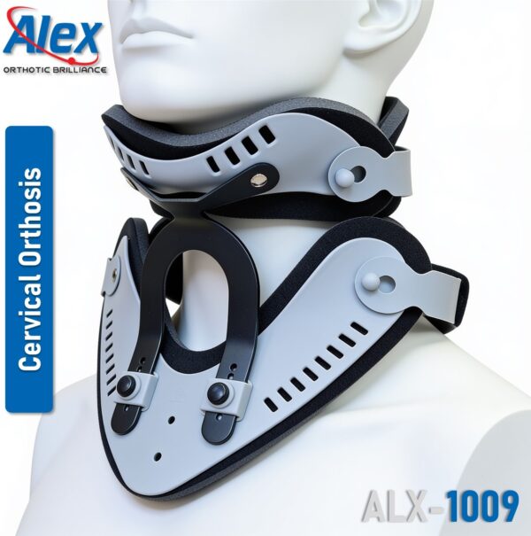 Cervical Orthosis | Lightweight Aluminum Frame | Vented Design | Fully Adjustable | Medical Adjustable Cervical Collar | Vertebrae Stabilization | Comfortable Neck Traction Support Device | Made in India | Alex | ALX-1009