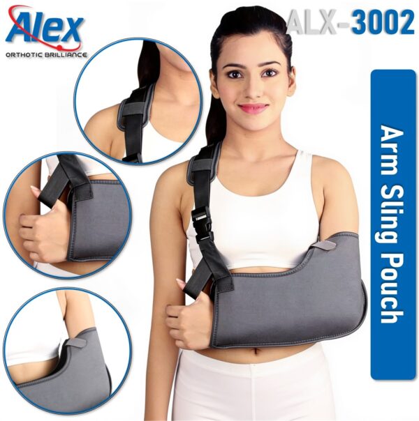 Arm Sling Pouch | Adjustable Shoulder & Forearm Support for Injury Recovery, Fractures & Post-Cast Immobilization | Made in India | Alex | ALX-3002