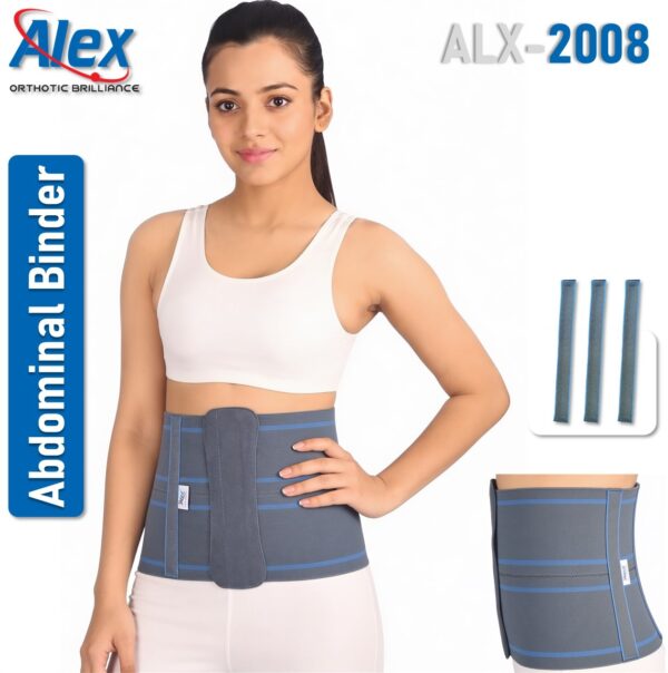 Abdominal Binder | Post–surgical dressing | 3 malleable Stays | Strong Elastic Binder material | Height: 25.5 cm | For Men & Women | Made in India | Alex | ALX-2008