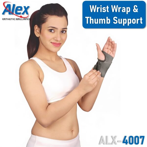Wrist Wrap & Thumb Support | Superior Quality Elastic | Adjustable Hook and Loop fasteners | Universal | For Men & Women | Made in India | Alex | ALX-4007