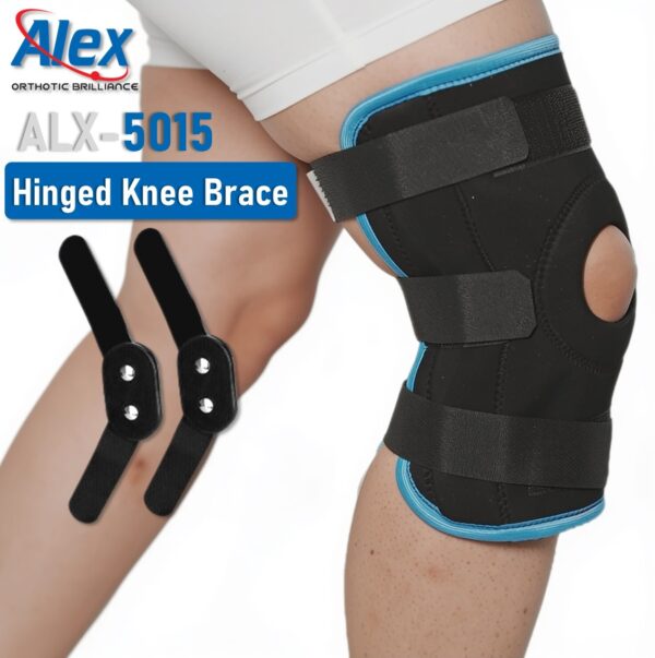 Hinged Knee Support Brace | Knee Support Octopus Type with Hinge | 2 Metal Hinges | Adjustable Velcro straps | Made in India | Alex | ALX-5015